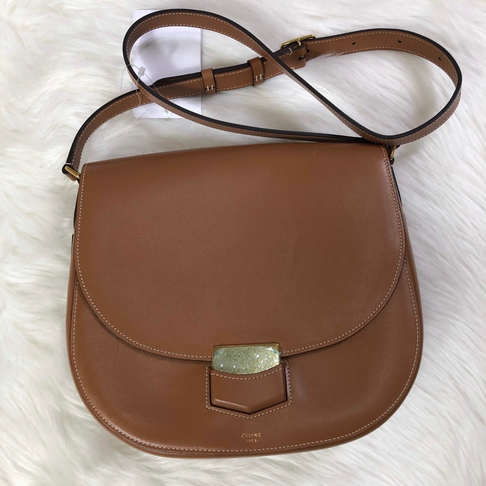 Celine Brown Leather Saddle Crossbody Bag